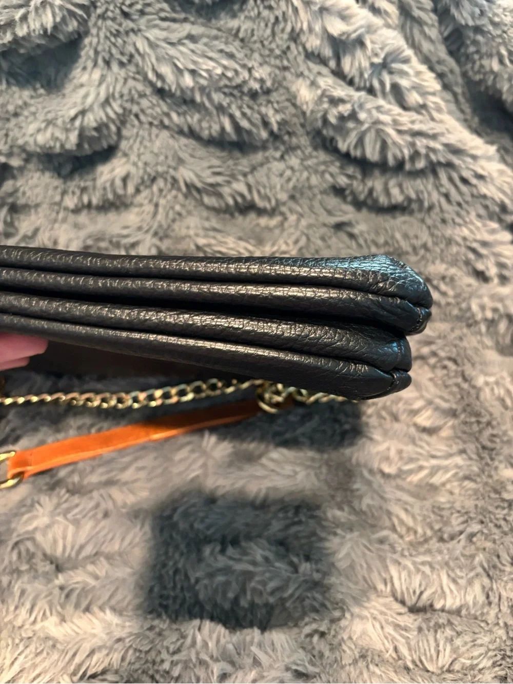 Valentina Black Leather Crossbody Bag with Gold Chain